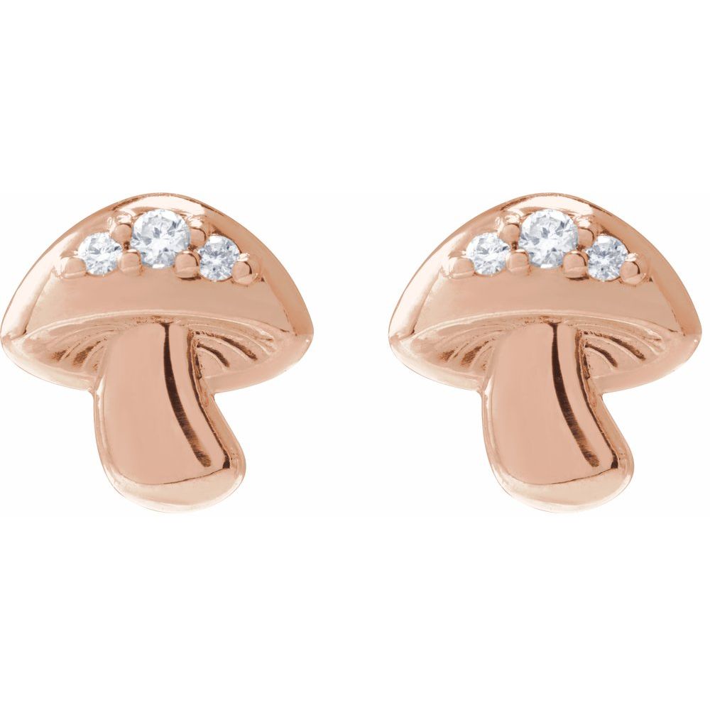 Natural Diamond Mushroom Stud Earrings