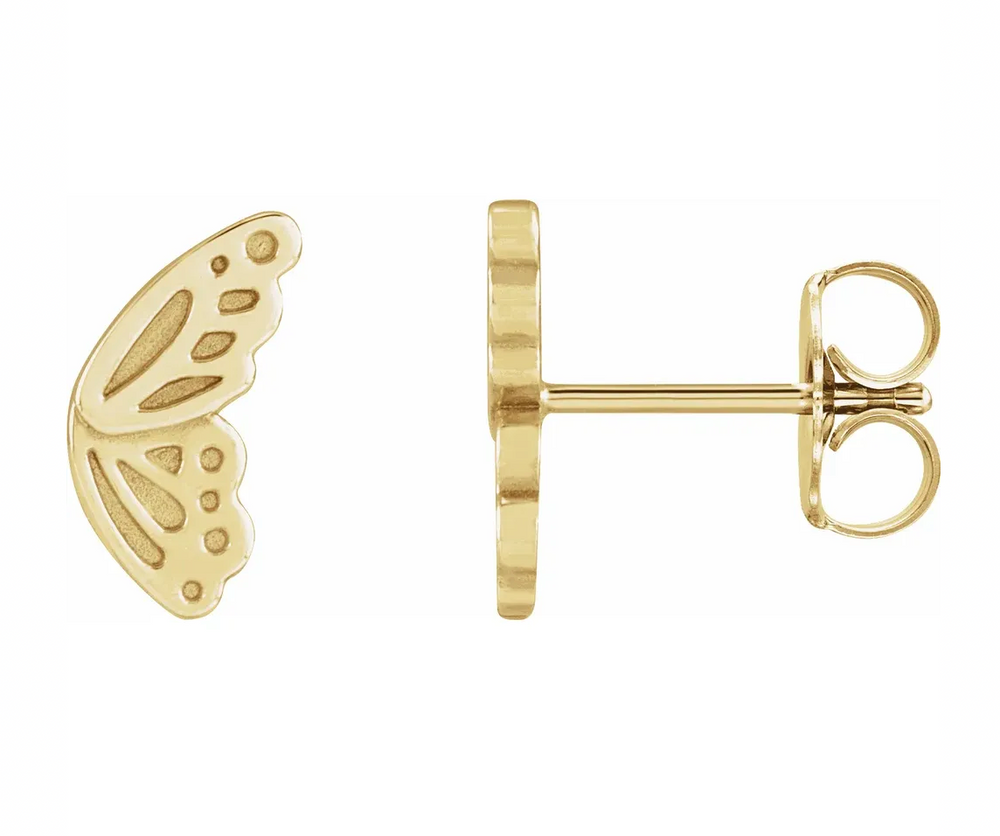 H&S 14k Solid Yellow Gold Pair Butterfly Closer Back's Earring Backing  Medium