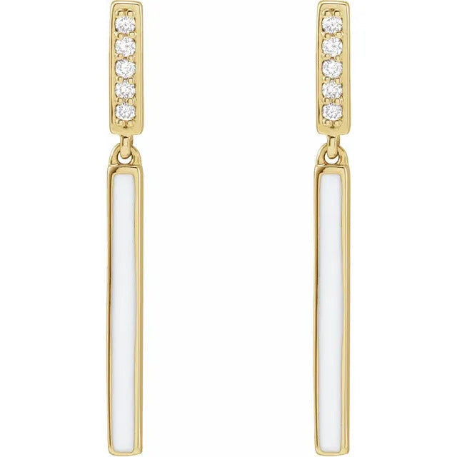 Sleek Bar Enameled Earrings