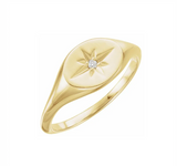 Oval Starburst Signet Ring